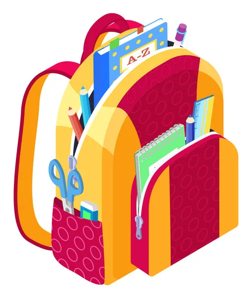 Έγχρωμη σχολική τσάντα πίσω στο σχολείο — Διανυσματικό Αρχείο