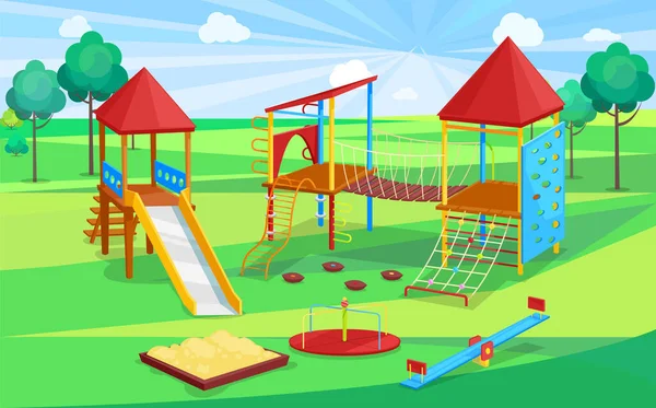 Children Active Place, School Playground Vector — Stockový vektor