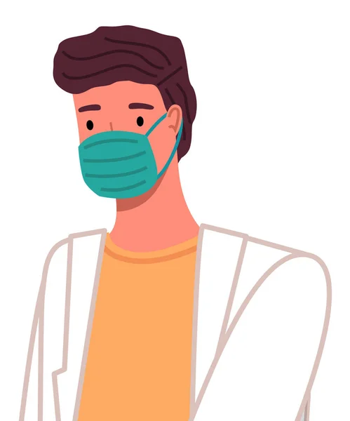 Doktor v ochranné lékařské masce. Vektorové ilustrace lékař avatar v plochém stylu — Stockový vektor