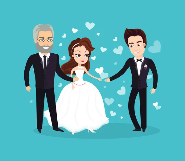 Tradición de la fiesta de bodas, Padre de Novia y Novio — Vector de stock