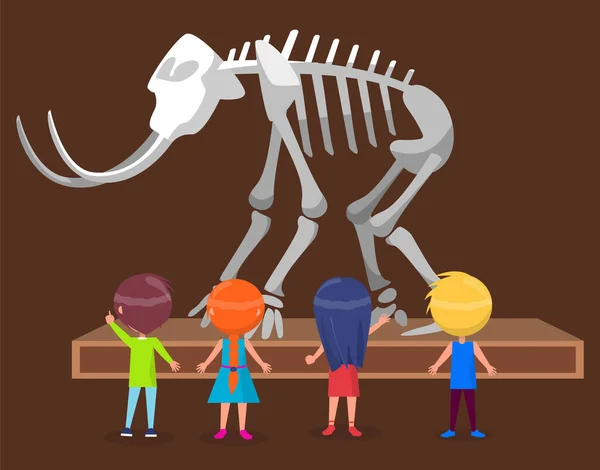 Museum of Natural Museum with Mammoth Skeleton — 스톡 벡터