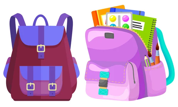 Colored School Backpack Back to School — Stock Vector