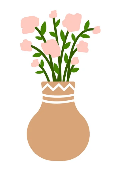 Декоративное зеленое растение с короткими листьями в керамическом горшке, горшок с травой. Внутренняя растительность — стоковый вектор