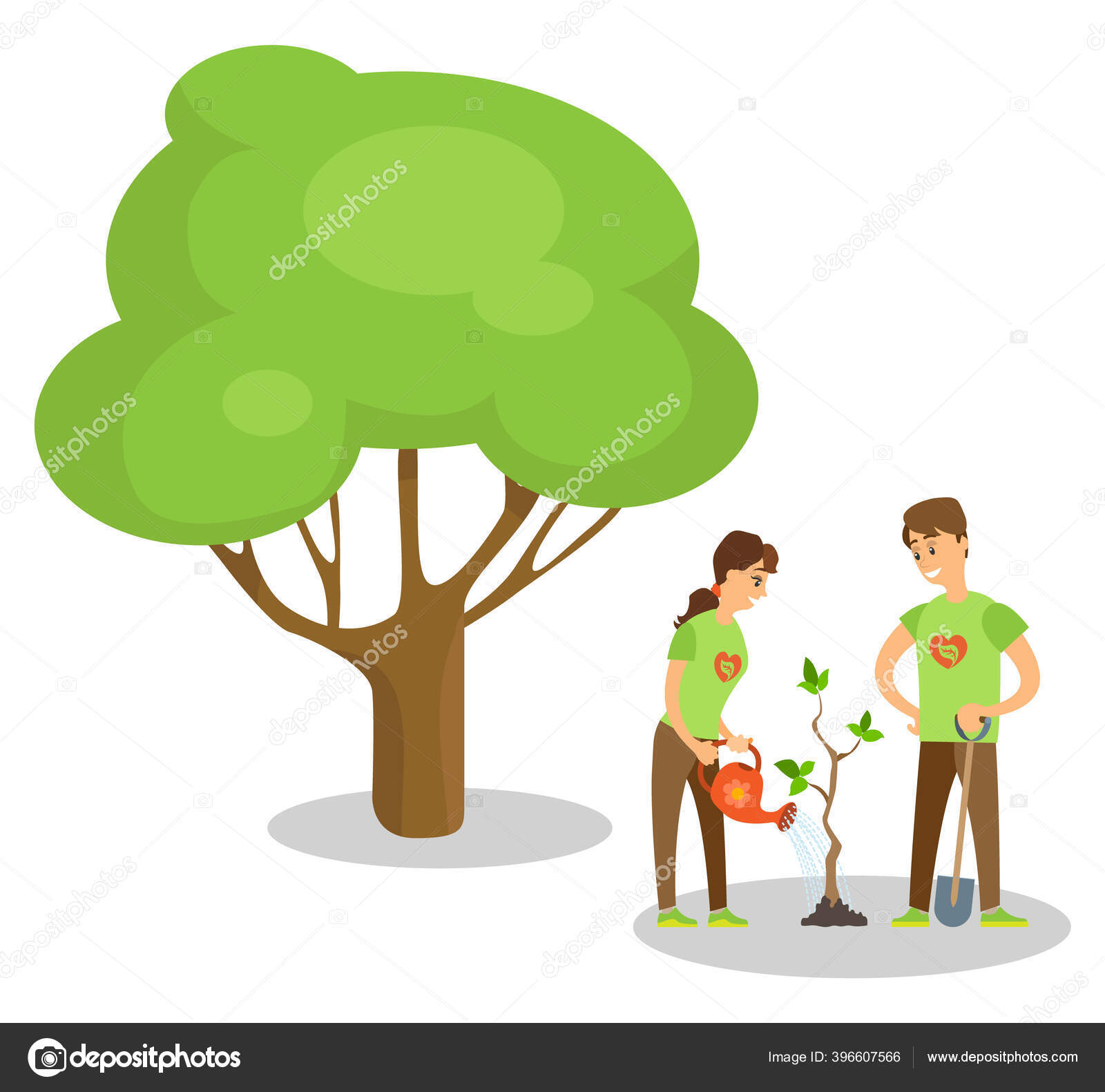 Volunteers Planting Tree Cartoon People Isolated Stock Vector Image by  ©robuart #396607566