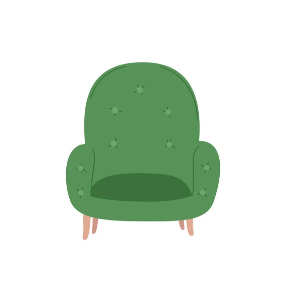 Poltrona verde na mobília à moda antiga — Vetor de Stock