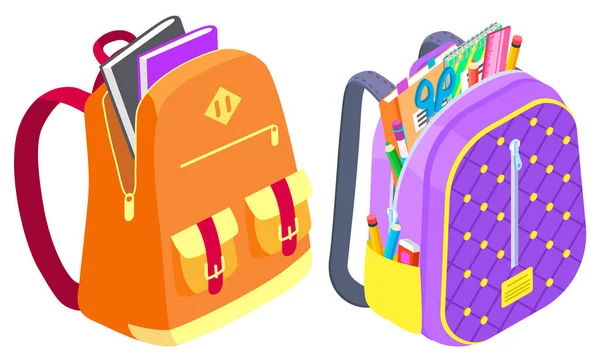 Mochila escolar de color Volver a la escuela — Vector de stock