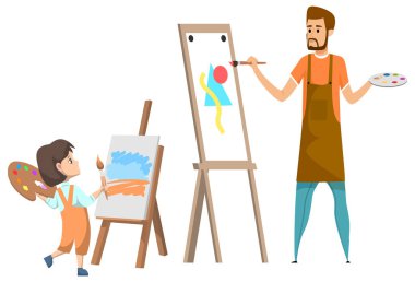Öğretmen ile Sanat Kulübü Resim Çizen Kız