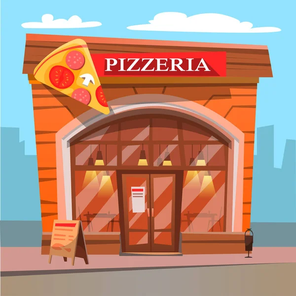 Pizzerie Pizza House, Jídlo a jídelna Místo — Stockový vektor