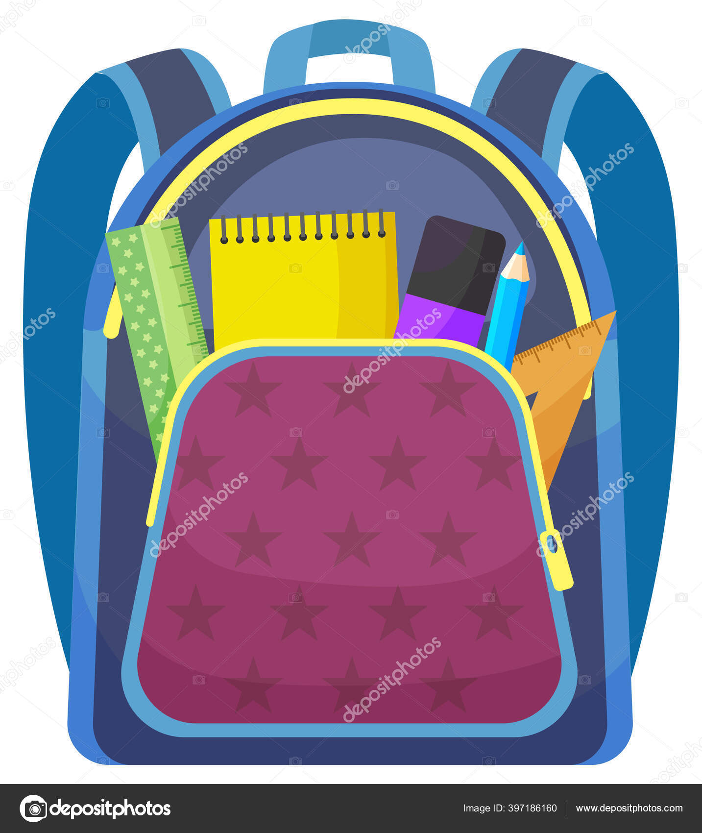 Ilustración de mochila rosa equipaje escolar bolsa de viaje