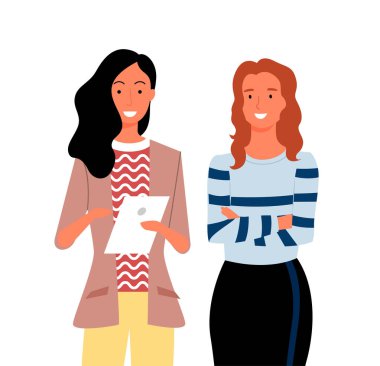 Gülümseyen İş Dünyası Ellerinde Tabletle Güzel Kadınlar