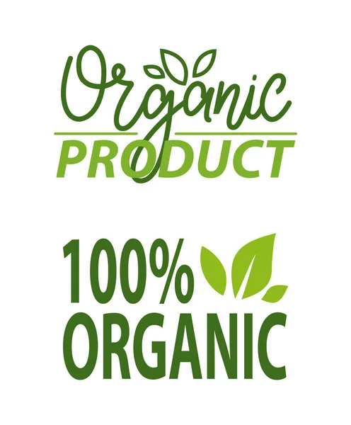Bio-Produkt 100 Bio-Produktions-Logotypen Set — Stockvektor