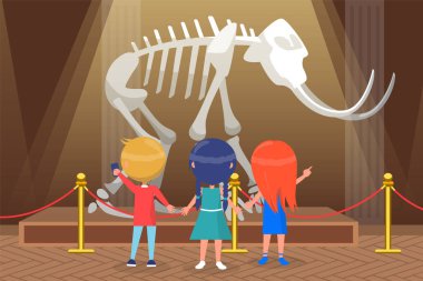 Historical Museum with Mammoth Skeleton Vector clipart