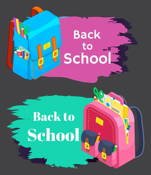 Barevný školní batoh zpět do školy — Stockový vektor