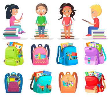 Öğrenci Okuma Defteri, Okul Çantası, Çalışma İşareti Vektörü