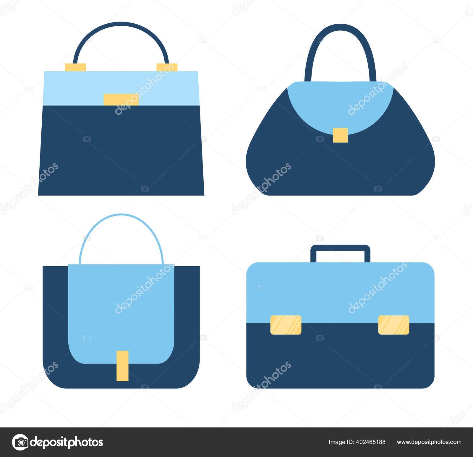Departamento laringe pasaporte Colección de bolsos de mujer modernos y elegantes en colores azul y gris,  engastados con bolsos vector, gráfico vectorial © robuart imagen #402465188