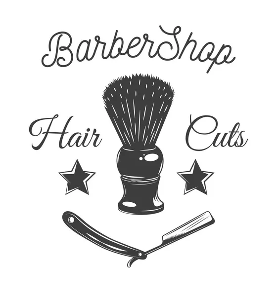 Identyfikator fryzjerskiego stylu vintage. Logo zakładu fryzjerskiego emblemat z napisem obiektu fryzjerskiego i liternictwo — Wektor stockowy