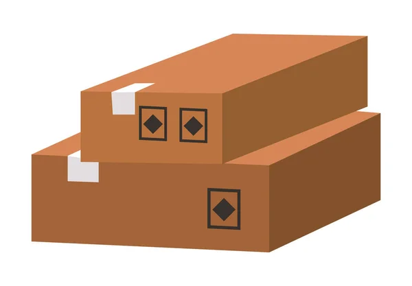 Caixa quadrada da caixa, entrega e embalagem de mercadorias para transporte confortável, transporte — Vetor de Stock