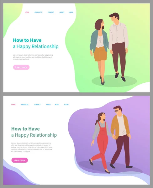 Couple Marche, Happy Relationship, Romance Vector — Image vectorielle
