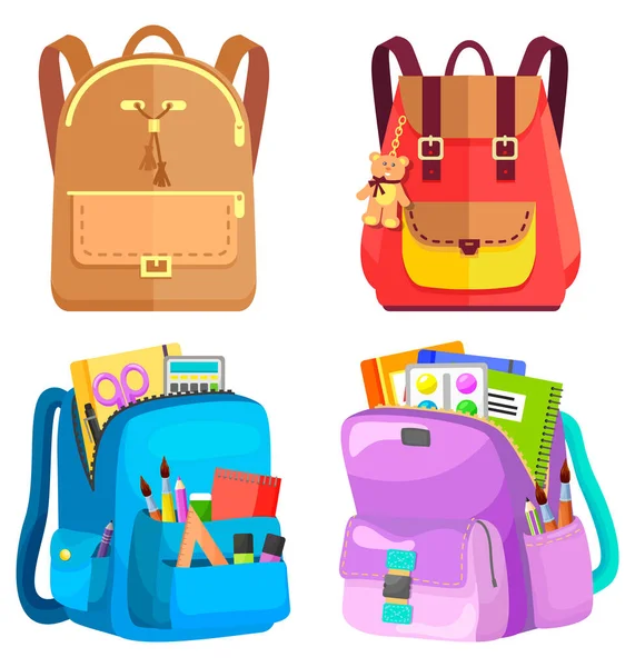 Mochila escolar colorida de volta à escola —  Vetores de Stock