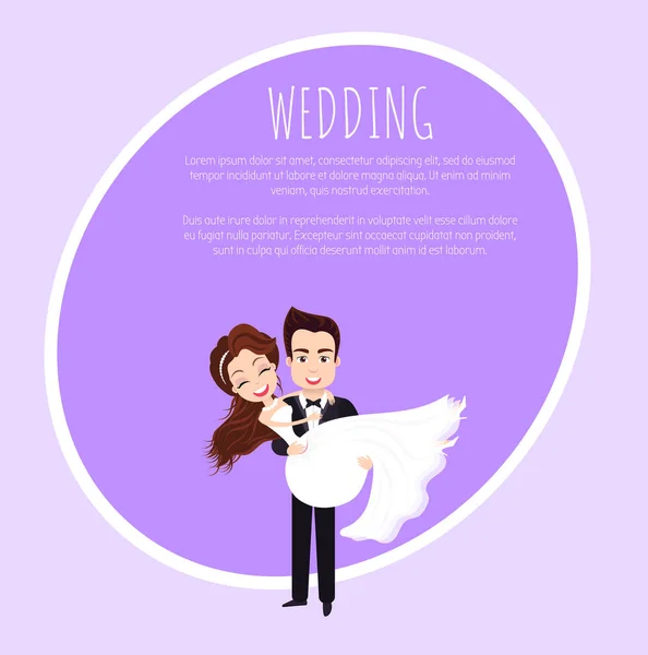 Personajes recién casados, Vector de invitación de boda — Archivo Imágenes Vectoriales