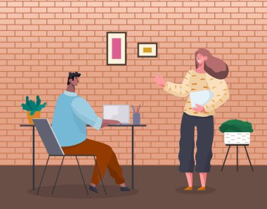 Ortak iş akışı olan insanlar. Ofis çalışanları toplantıları, kabinede tartışmalar