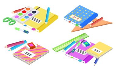 Ders İçin Okul Malzemeleri, Kitapları ve Kalemleri