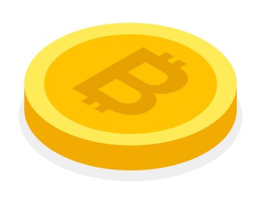 Altın bitcoin para. Beyaz arkaplanda şifreli altın sikke bitcoin sembolü izole
