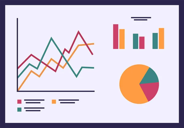 Business diagram graph chart. Presentation board with digital indicators in different forms — Stock Vector