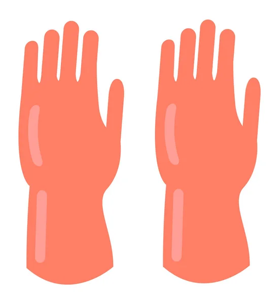 Orange cleaning gloves flat icon vector. Hand glove latex illistration, rubber hand protection — Stock Vector