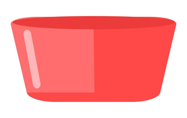 Ícone da bacia de plástico ilustração cartoon. Tigela vermelha para água e alimentos isolados em fundo branco — Vetor de Stock