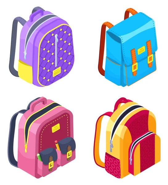 Mochila escolar colorida de volta à escola — Vetor de Stock