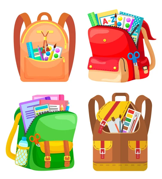 Colored School Backpack Back to School — Stock Vector