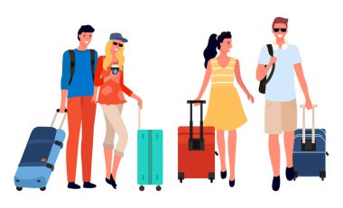 Arkadaş Şirketi Birlikte Tatile Çıkıyor Vektör