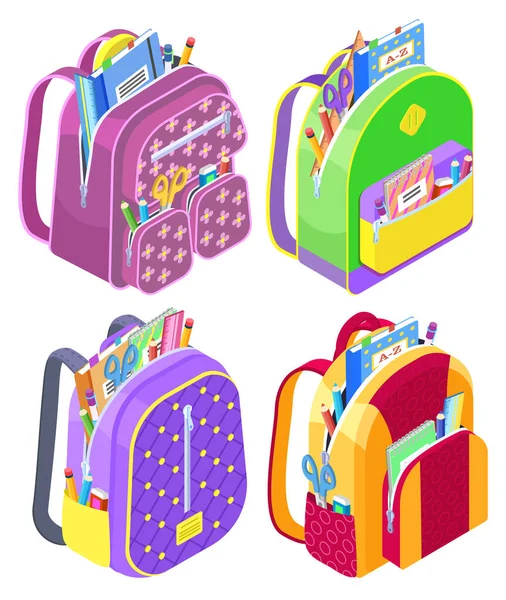 Colored School Backpack Back to School — Stock Vector