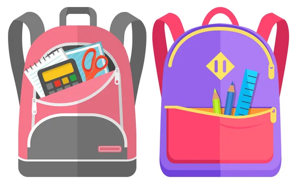 Colored School Backpack Back to School — Stock Vector
