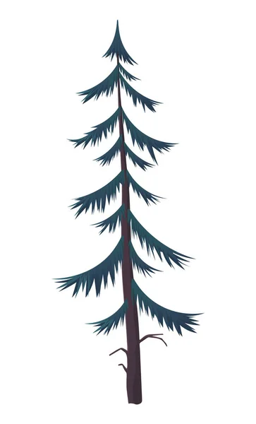 Высота зеленая сосна. Силуэт ели, простая векторная икона, концепция природы, черное дерево — стоковый вектор