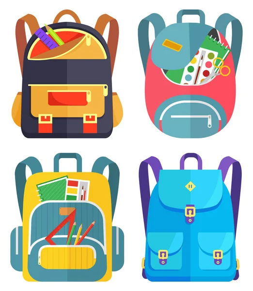 Mochila escolar colorida de volta à escola —  Vetores de Stock