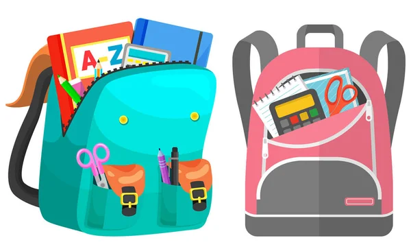 Mochila escolar de color Volver a la escuela — Vector de stock