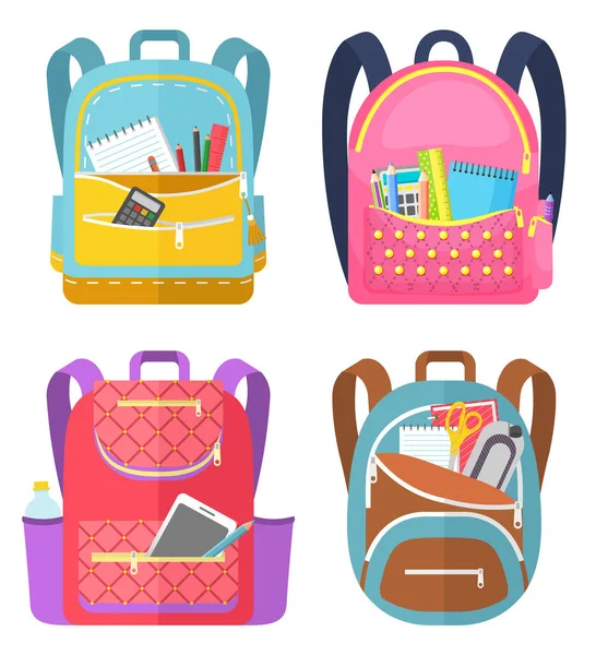 Colored School Backpack Back to School — Stock Vector