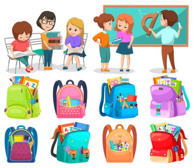 Öğrenci ve Sırt Çantası Etiketi, Okul Kulübü Vektörü