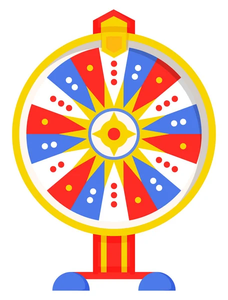 Rueda de la fortuna con sectores multicolores, ilustración de estilo plano. Casino y vector de juego — Vector de stock