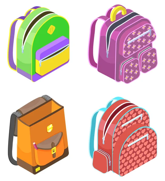 Mochila escolar colorida de volta à escola —  Vetores de Stock