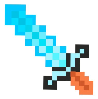 Kılıç oyunu piksel ikon vektör illüstrasyon tasarımı. Altın saplı çelik gibi keskin bir kılıç