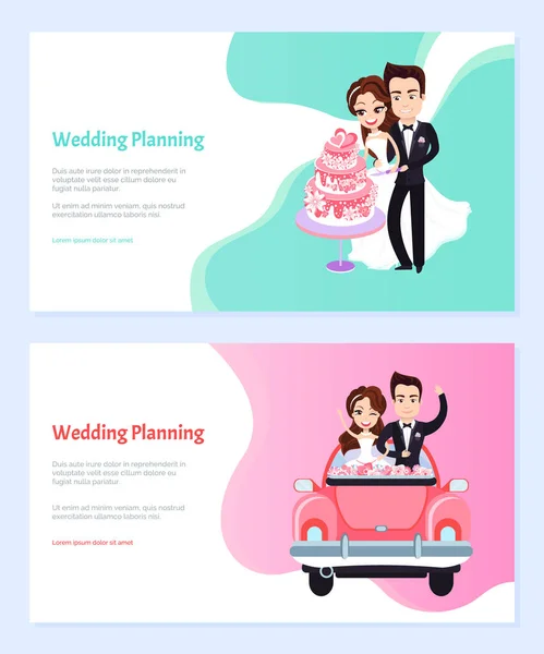 Planejamento de Casamento e Celebração de Casal Web — Vetor de Stock