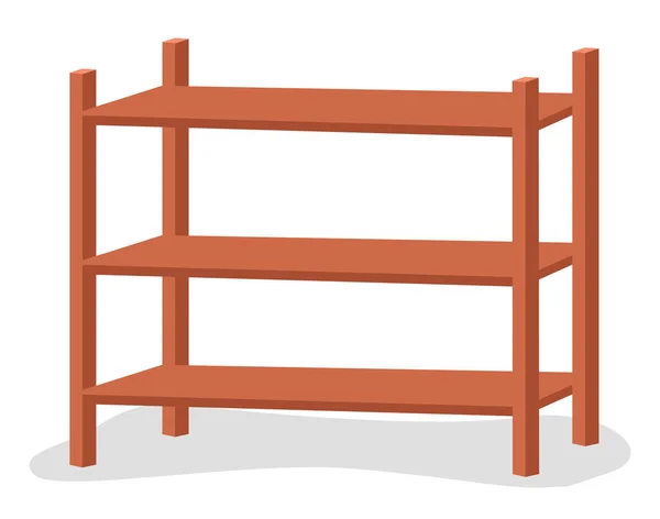 Suporte de armazenamento de rack de madeira. Amostra de móveis casa e armazém elemento interior vetor ilustração —  Vetores de Stock