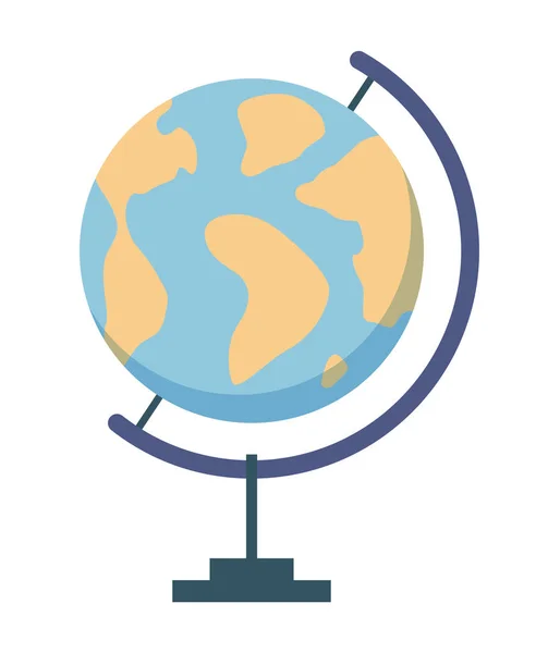 Aardebol met wereldkaart geïsoleerd op witte achtergrond. Vlakke planeet Aarde icoon vector illustratie — Stockvector