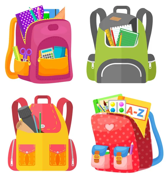 Colored School Backpack Back to School — Stock Vector