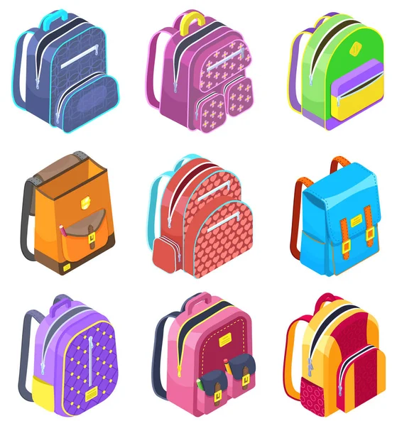 Mochila escolar colorida de volta à escola —  Vetores de Stock