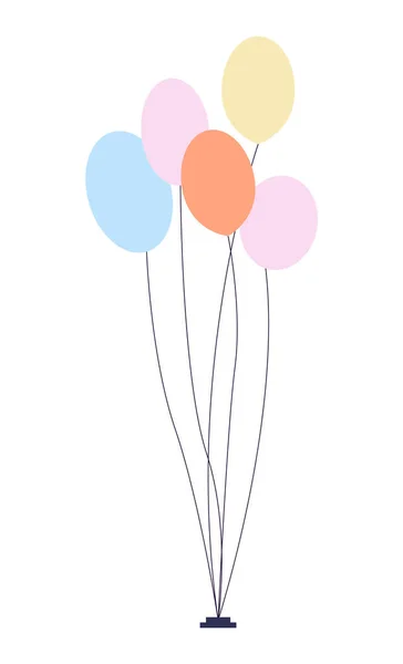 Palloncini di compleanno elemento di saluto in stile piatto. Pacchetto di palloncini colorati come un mazzo di fiori — Vettoriale Stock