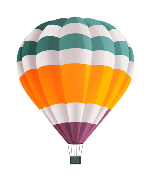 Színes hőlégballon elszigetelt fehér háttér vektor illusztráció. Gázszállításra használt légi jármű — Stock Vector